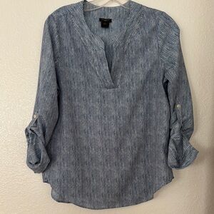 Ann Taylor Blue 3/4 Sleeve Relaxed Blouse
